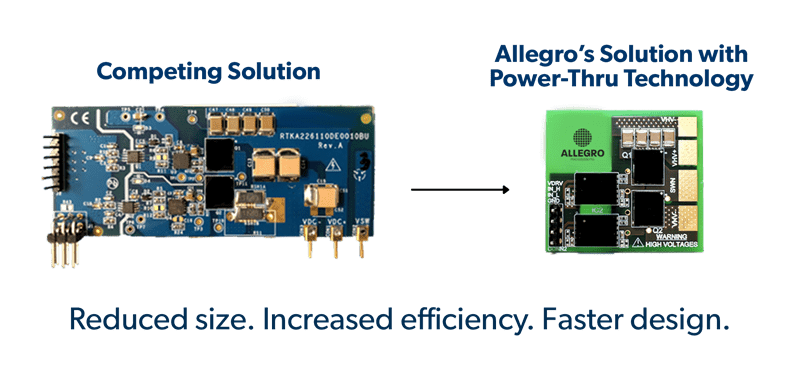 PCB comparisons between competitor and Allegro Power Thru technology